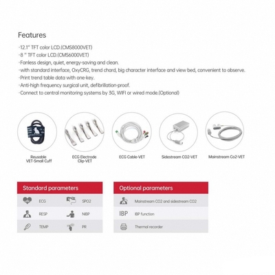 CMS8000-VET CE Multi-Parameter ICU CCU Patient Monitor System Veterinary Monitor for Critical Care & Emergency Settings